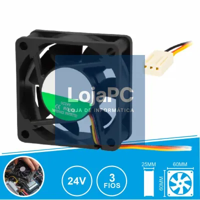 Ventoinha 24V 60x60x25mm 3 Fios