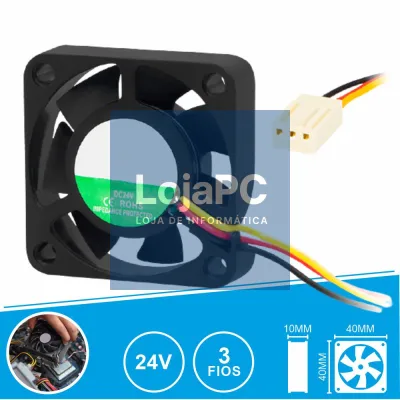 Ventoinha 24V 40x40x10mm 3 Fios