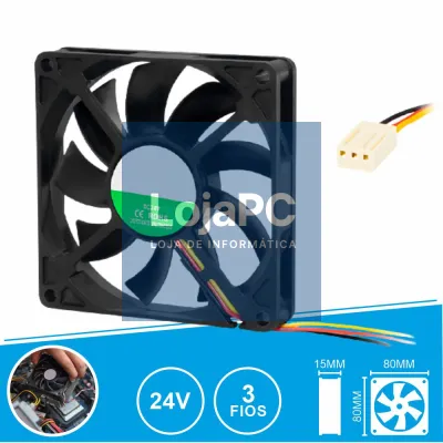 Ventoinha 24V 80x80x15mm 3 Fios