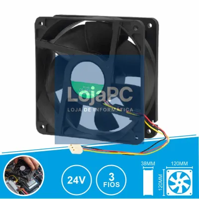 Ventoinha 24V 120x120x38mm 3 Fios