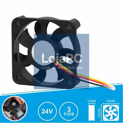 Ventoinha 24V 50x50x10mm 3 Fios