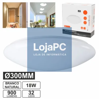 PAINEL LED REDONDO APLIQUE C/ 32 LEDS 18W 30CM 4000K 900L