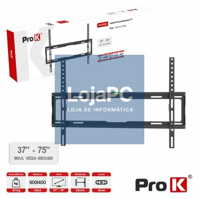Suporte TV Fixo 37-75" 45kg Vesa 600x400 PROK