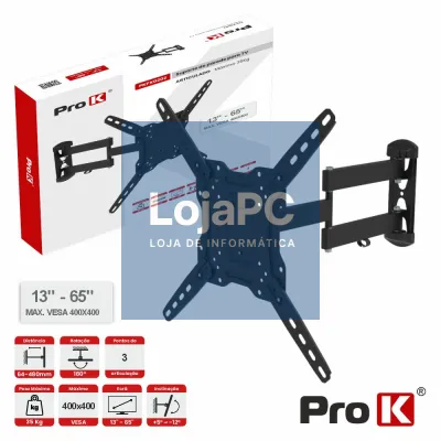 Suporte TV Articulado 3 pontos 13-65" 35kg Vesa 400x400 PROK