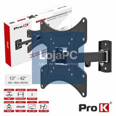 Suporte TV Articulado 2 pontos 13-42" 20kg Vesa 200x200 PROK