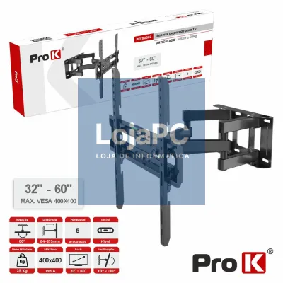 Suporte TV Articulado 5 pontos 32-60" 35kg Vesa 400x400 PROK