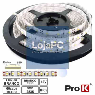 FITA 300 LEDS 2835 IMPERMEÁVEL BRANCO FRIO 12V 5M PROK