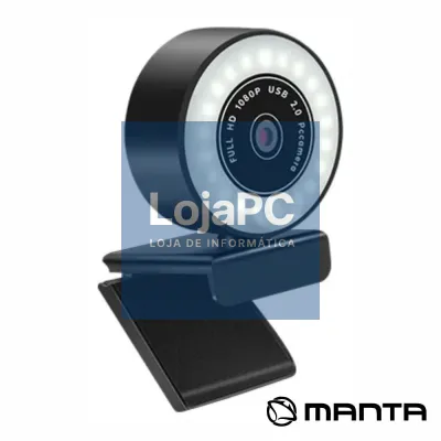 Webcam 1920x1080 C/ Microfone E Luz LED MANTA