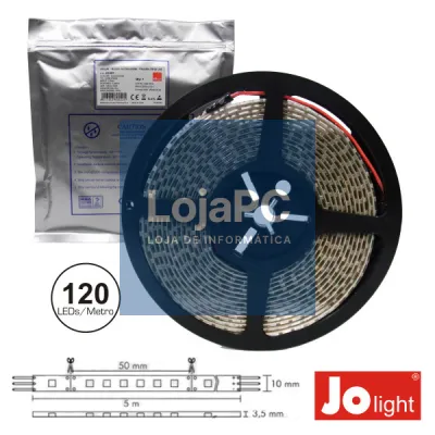 FITA 600 LEDS 3528 IMPERMEÁVEL BRANCO QUENTE 12V 5M JOLIGHT