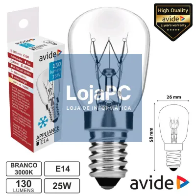 LÂMPADA E14 25W 230V FRIGORÍFICO AVIDE