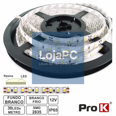 FITA 150 LEDS 2835 IMPERMEÁVEL BRANCO FRIO 12V 5M PROK