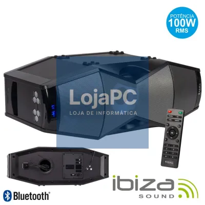 COLUNA AMPLIFICADA 100W USB/SD/BT/FM/COMANDO LED IBIZA