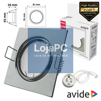 ARO QUADRADO AJUSTÁVEL CROMADO P/ MR16-GU10 AVIDE