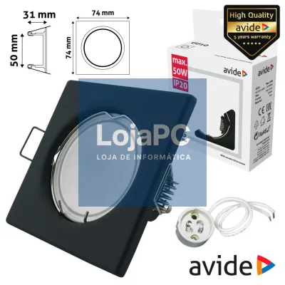ARO QUADRADO FIXO ANTRACITE P/ MR16-GU10 AVIDE