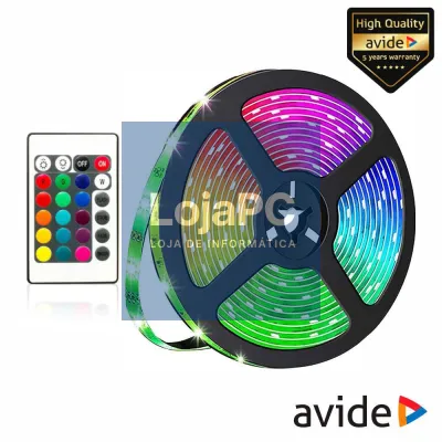 FITA 150 LEDS 5050 4000K 12V C/ COMANDO 5M IP65 AVIDE