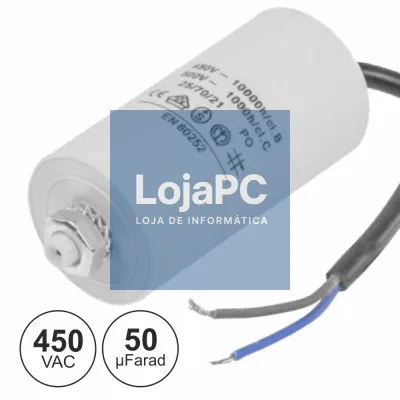 CONDENSADOR ARRANQUE 50uF 450V + TERRA C/ FIOS