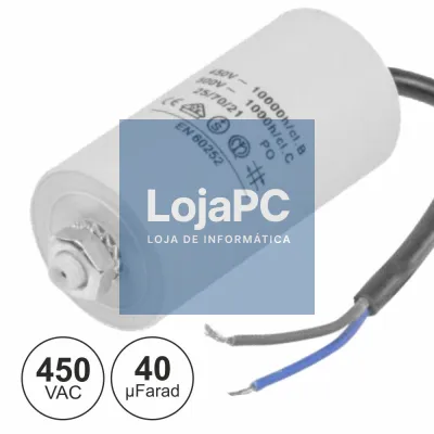 CONDENSADOR ARRANQUE 40uF 450V + TERRA C/ FIOS