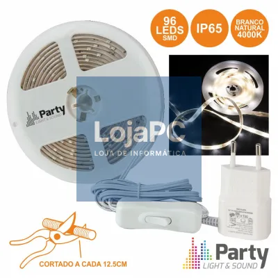 FITA 96 LEDS 3528 BRANCO NATURAL E ALIMENTADOR 3M PARTY