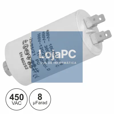 CONDENSADOR ARRANQUE 8uF 450V + TERRA