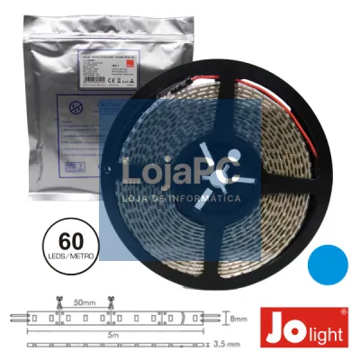 FITA 300 LEDS 3528 IMPERMEÁVEL AZUL 12V 5M JOLIGHT