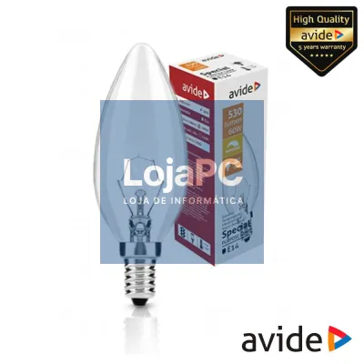 Lâmpada E14 60W Vela 2700K 530lm AVIDE