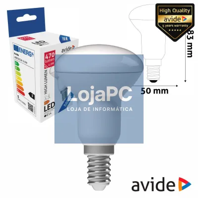 Lâmpada LED E14 R50 4.9W 230V 6400k 470lm AVIDE