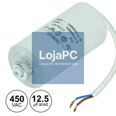 Condensador Arranque 12.5uf 450V + Terra C/ Fios