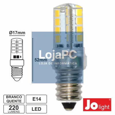 LÂMPADA E14 3W=25W 24V (20-30V) 32 LEDS BRANCO QUENTE 220 LM