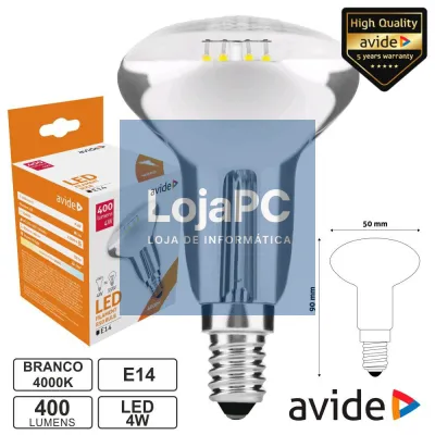 LÂMPADA LED E14 R50 FILAMENTO 4W 230V 4000K 400LM AVIDE