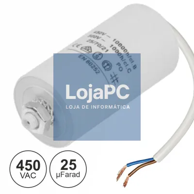 Condensador Arranque 25uf 450V + Terra C/ Fios
