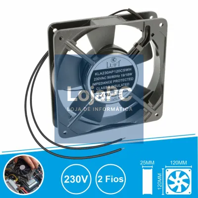 Ventoinha 230V 120x120x25mm 2 Fios KLA230AP120CSWH LUFT