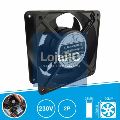 Ventoinha 230V 120x120x38mm 2 Pinos KLA230AP120ASTM LUFT