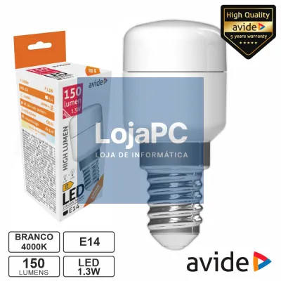 Lâmpada LED E14 Stick T26 1.3W 230V 4000K 150lm AVIDE