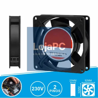Ventoinha 230V 92x92x25mm 2 Pinos
