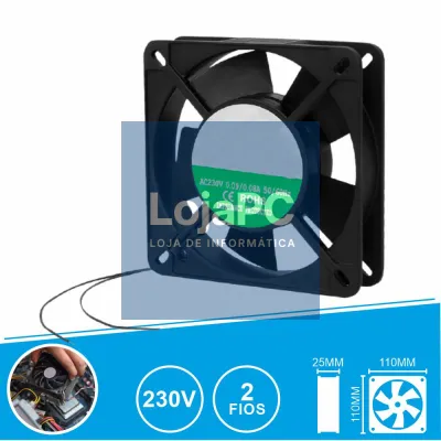 Ventoinha 230V 110x110x25mm 2 Fios