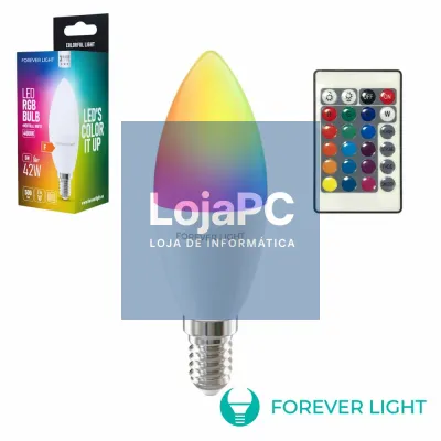 Lâmpada E14 C37 5W Vela RGB 4000K 500lm C/ Comando FOREVER