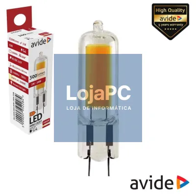 Lâmpada LED COB G4 3W 12V 3000K 300lm AVIDE