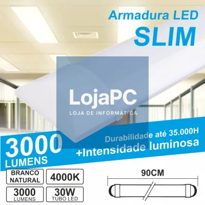 ARMADURA LED SLIM 30W0.9M IP20 BRANCO NATURAL 2490LM