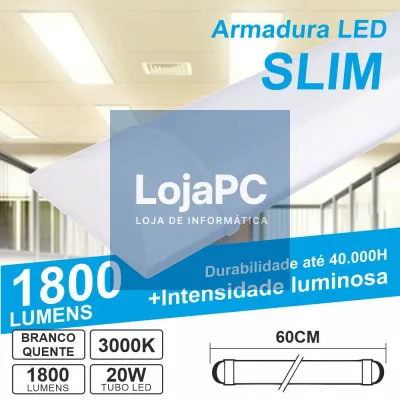 Armadura LED Batten Slim 20W 60cm IP40 3000K 1800lm