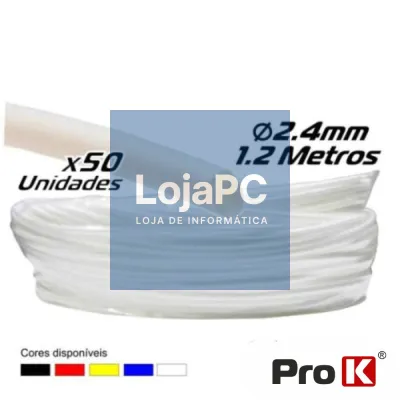 TUBO MANGA TERMORETRÁCTIL 2.4MM 1.2M 50X BRANCO PROK