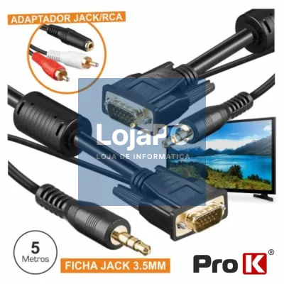 CABO VGA DOURADO MACHO / MACHO 5M C/FILTRO E AUDIO PROK