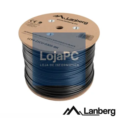 Cabo FTP CAT6 4xAWG23 Rígido CU 305m Preto Exterior LANBERG