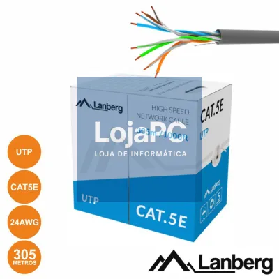 Cabo UTP CAT5E 4xAWG24 Flexivel 305m Cinzento LANBERG