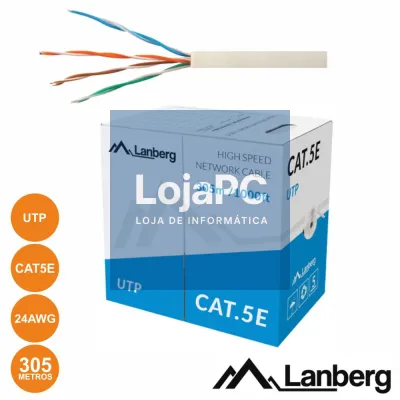 Cabo UTP CAT5E 4xAWG24 Flexivel 305m Cinzento LANBERG