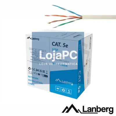 Cabo UTP CAT5E 4xAWG24 Rígido 305m Cinzento LANBERG