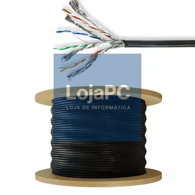 Cabo S/FTP CAT7 AWG24 Rígido 100m Exterior Preto