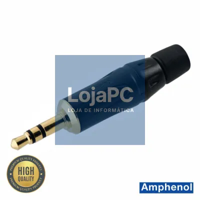 Ficha Jack 3.5mm Macho Stereo Dourada AMPHENOL