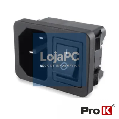 FICHA ALIMENTAÇÃO IEC C14 MACHO PAINEL C/ INTERRUPTOR PROK