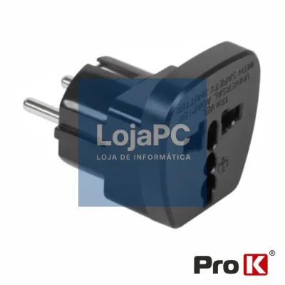 Ficha Adaptadora Viagem Universal Preto PROK