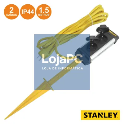 TOMADA ELÉTRICA C/ 2 SAÍDAS ESTACA RCD 1.5M IP44 STANLEY
